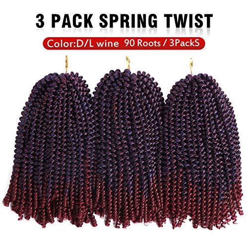 Beyond Beauty 14 Inch Spring Twist Crochet Braids Hair for Butterfly Locs Bomb Twist Crochet Hair Beyond Beauty Ombre Colors Synthetic Fluffy Hair Extension 3 Packs 30 Strands 190g/Pack(14 Inch, Dark&Light Wine)