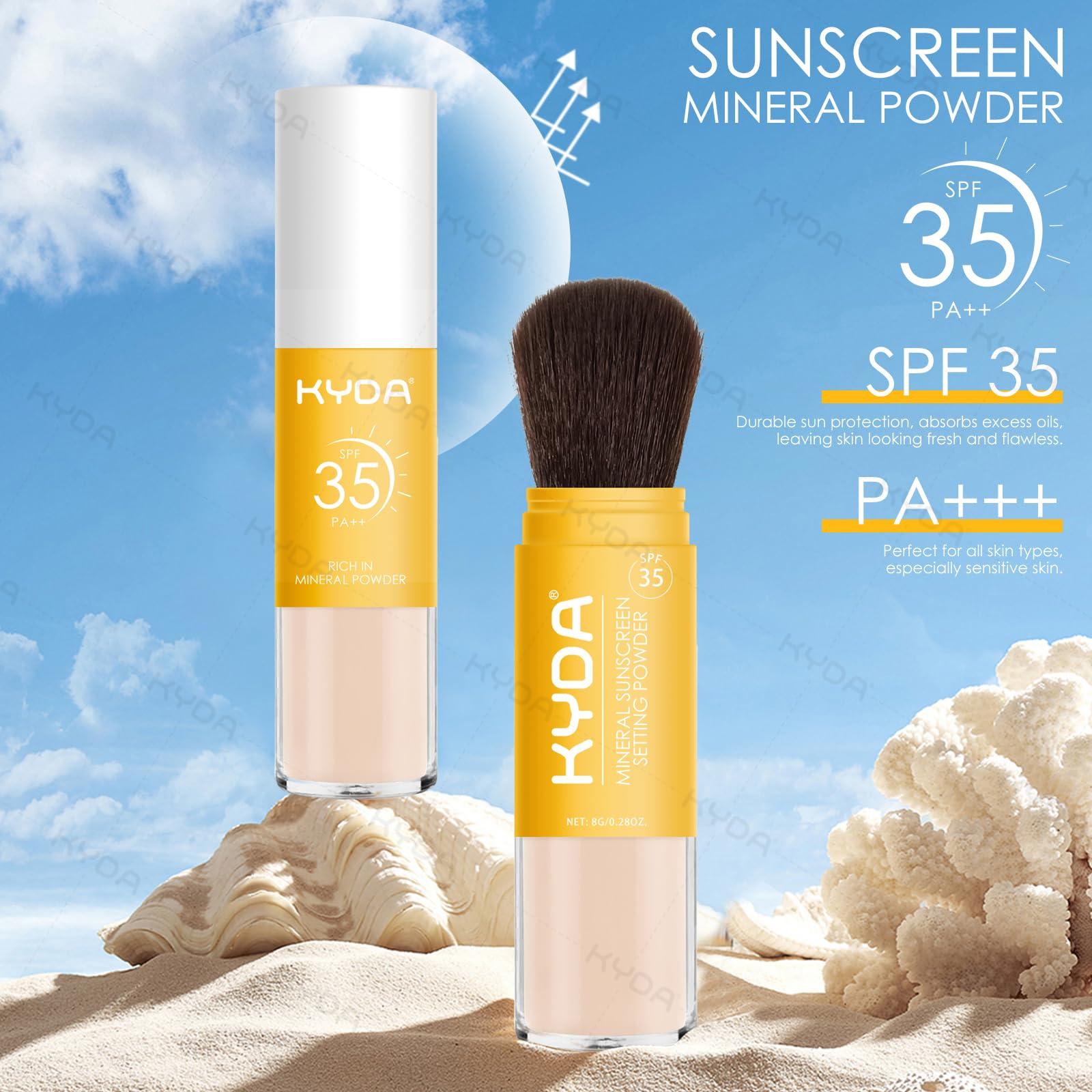 KYDA KYDA Mineral Sunscreen Setting Powder, SPF 35, Translucent, Mineral Brush Powder, Oil Control Natural Matte Finish, Lasting Lightweight Breathable, for All Skin