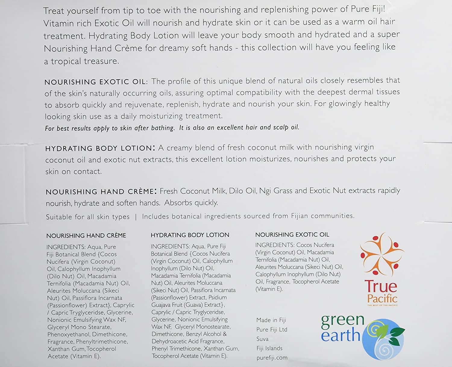 PURE FIJI Pure Fiji Nourishing Trio, Ideal Spa Bath Gift Set for Women - Travel Kit - Includes Exotic Body Oil , Hydrating Body Lotion For Women and Nourishing Hand Cream, Starfruit Scent