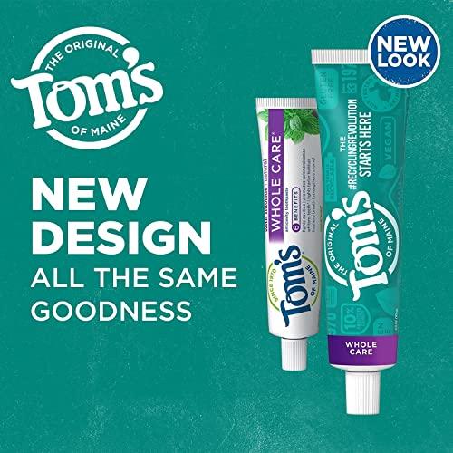 Tom's of Maine Tom\'s of Maine Whole Care Natural Toothpaste with Fluoride, Spearmint, 4 Ounce (Pack of 3), (Packaging May Vary)