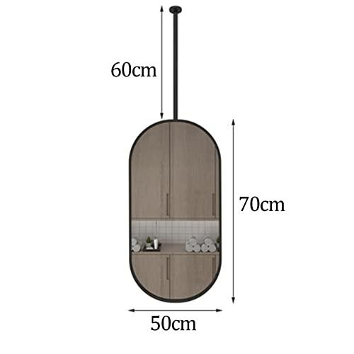 LHYZF LHYZF Oval Ceiling Mirror, with Metal Frame and Boom for Bathroom Washroom Makeup Shaving Cloakroom Bedroom - Customizable Metal Boom (Size : 50cmx70cm)