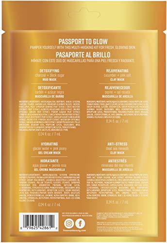 FREEMAN Freeman Beauty Passport to Glow Face Mask Set for Skin Care, With Charcoal, Clay, and Mud Masks, Set of 5