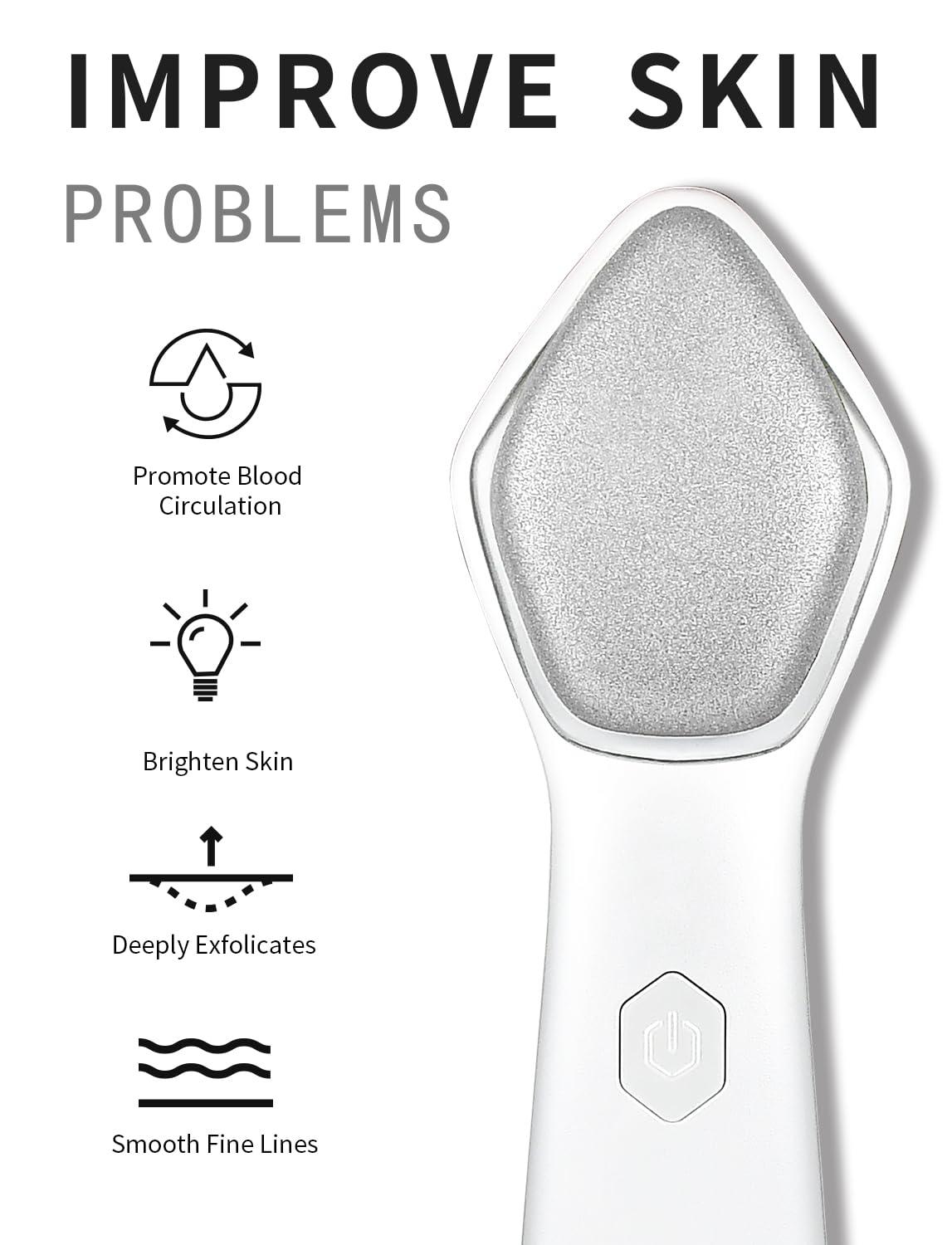 NEWDERMO NEWDERMO Microdermabrasion Machine Pro, Large Diamond Electric Microdermabrasion Wand Tool With Red Light Therapy & 3 Levels Frequency for Face Body Exfoliate Skin Care(White)