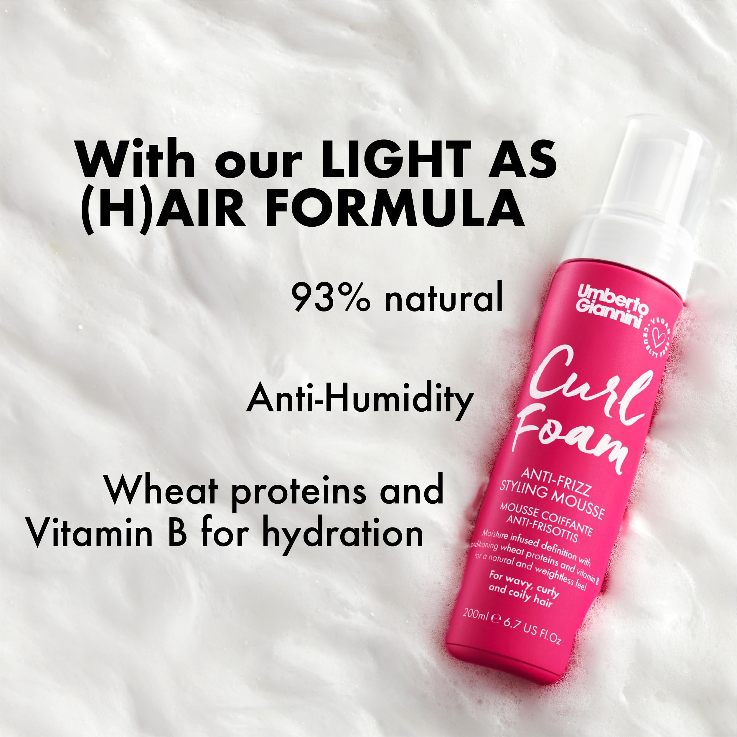 Umberto Giannini Umberto Giannini Curl Jelly & Foam Mousse Duo - Vegan & Cruelty-Free Styling Gel and Mousse for Defrizzing Curly or Wavy Hair