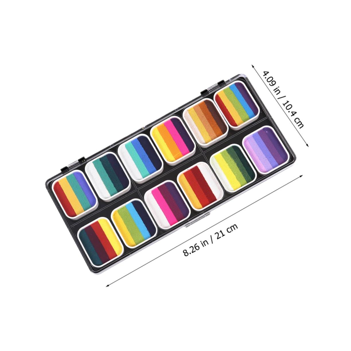 Ipetboom Ipetboom Face Body Paint Kit with 12 Color Gradient Rainbow Strips Non-shiny Pearl Mixed Body Painting Paint Set Water-activated Art Kit for Cosplay