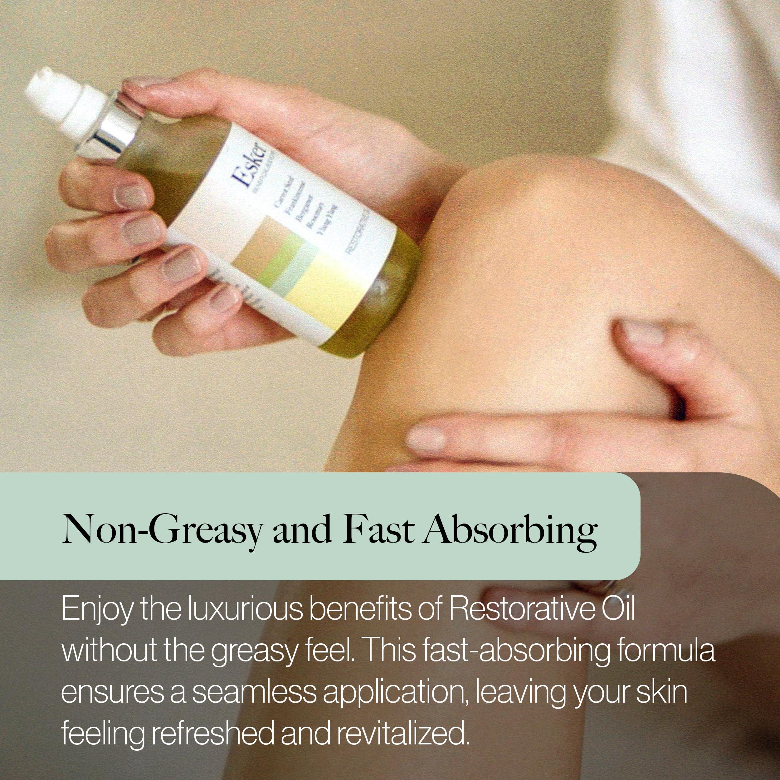 ESKER Esker Restorative Body Oil | Premium Deep Hydration Oil Designed to Soften and Moisturize Skin While Promoting Circulation and Energy Flow, Fast-Absorbing with Vitamins and Antioxidants 4oz