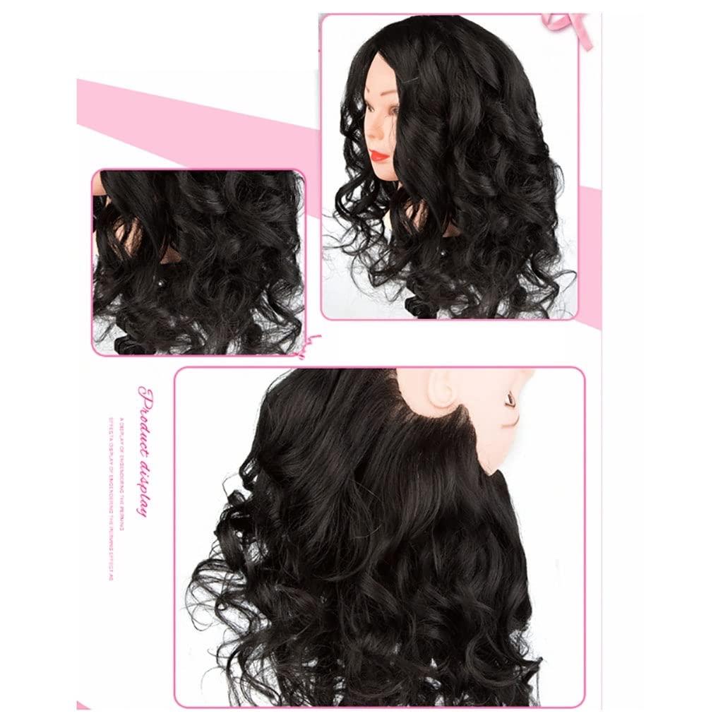 Generic 80% Real Human Hair Mannequin Head for Hair Training Styling Professional Hairdressing Cosmetology Dolls Head for Hairstyles