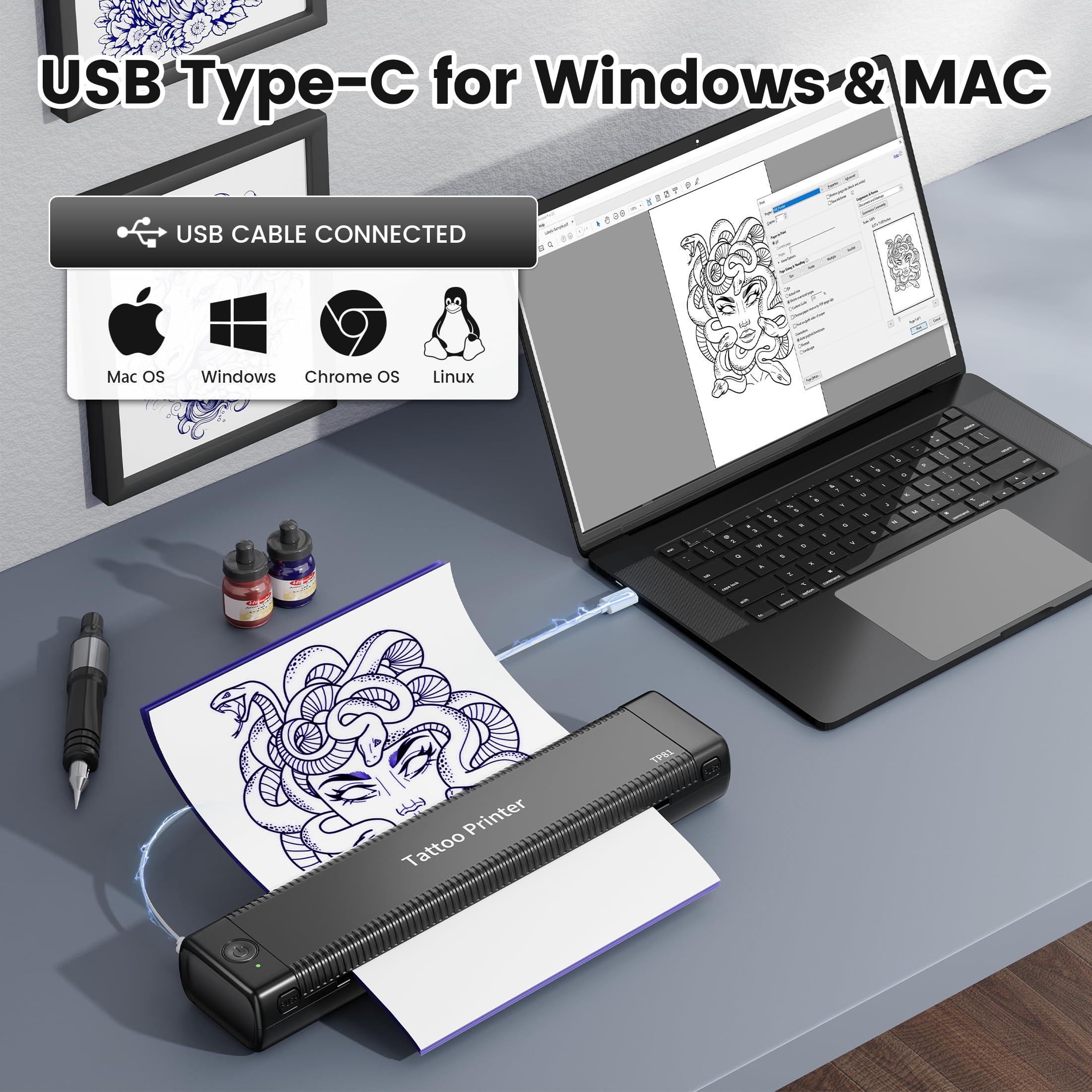 ItriAce ItriAce Tattoo Stencil Printer Bluetooth, Stencil Printer for Tattooing with 10pcs Paper, Thermal Tattoo Printer Machine for Tattoo Artist, Wireless Tattoo Transfer Printer Compatible with Phone PC