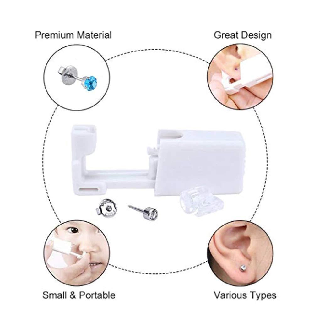 CHUANCI CHUANCI Disposable Sterile Ear Piercing Unit for Baby Ear Tragus Piercing Gun Little Children NO PAIN Piercer Tool Machine Kit Stud (35-415,4mm Pink Sqaure Zircon)