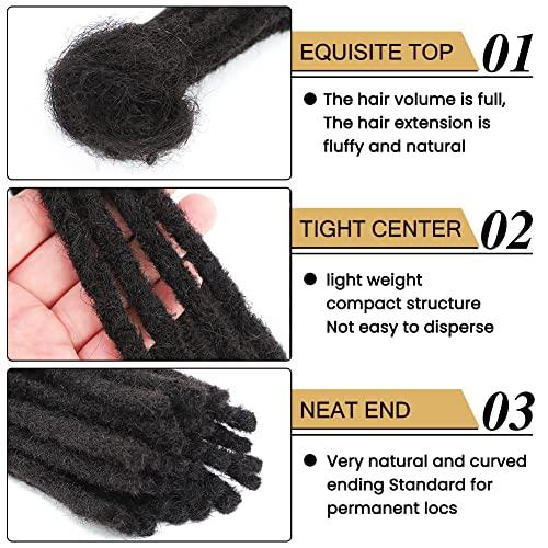 Lyummy Loc Extensions Human Hair 100% Human Hair 6 Inch 22 Strands Dreadlock Extensions for Men/Women Full Head Handmade 0.6cm Thinner Can Be Dyed Bleached Curled and Twisted Natural Black Loc Extensions