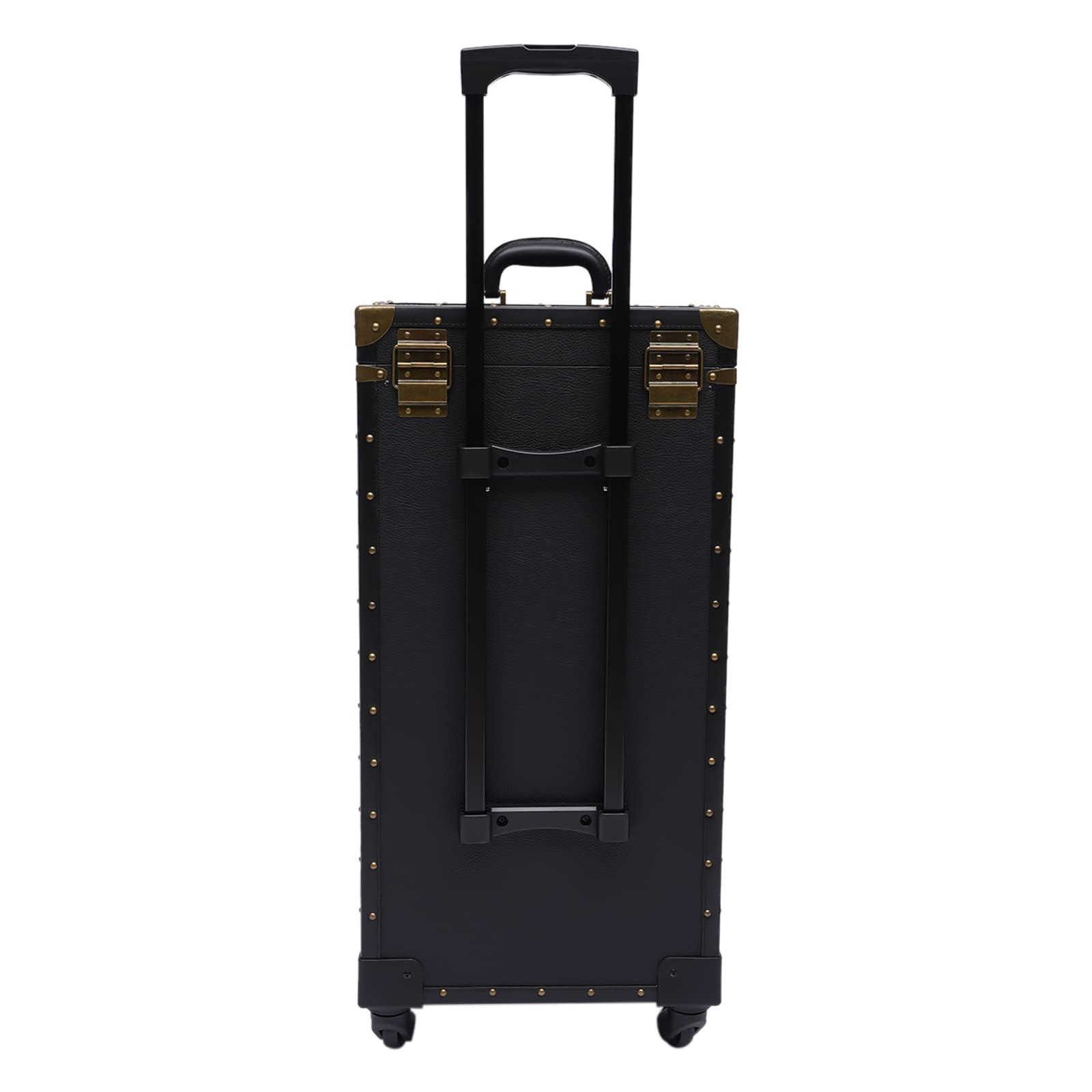 Treliamd Treliamd Beauty Salon Luggage,Rolling Lockable Makeup Train Case, Hairdressing Trolley Stylist Beauty Salon Cosmetic Luggage Travel Organizer Tool Box with Hair Dryer Holder