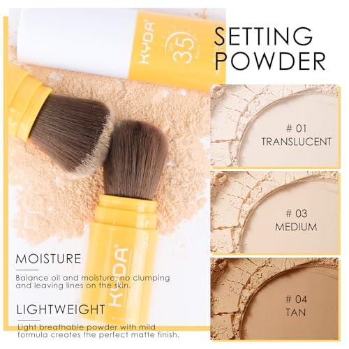 KYDA KYDA Mineral Sunscreen Setting Powder, SPF 35, Translucent, Mineral Brush Powder, Oil Control Natural Matte Finish, Lasting Lightweight Breathable, for All Skin