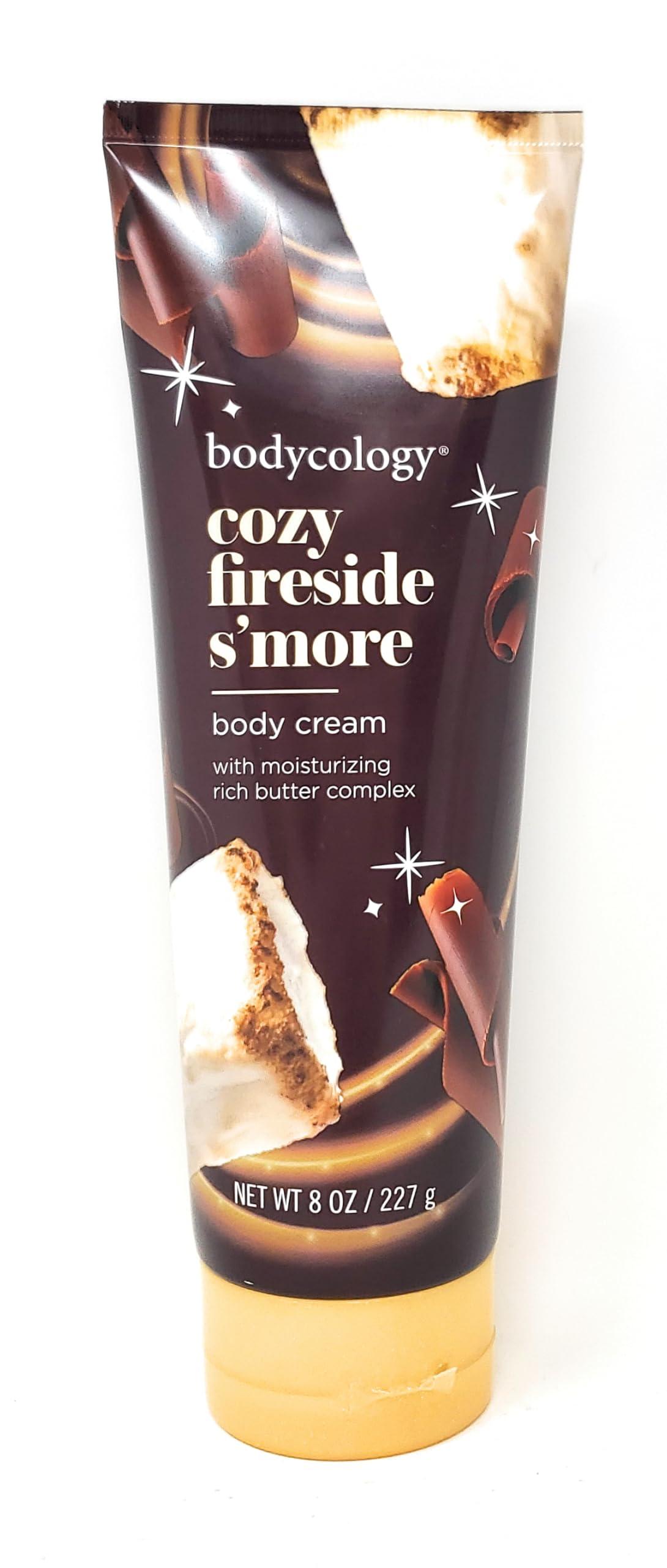 Bodycology Cozy Fireside S\'more 2 in 1 Body Wash & Bubble Bath 16 fl oz & Cozy Fireside S\'more Butter Body Cream 8 oz (Pack of 2)