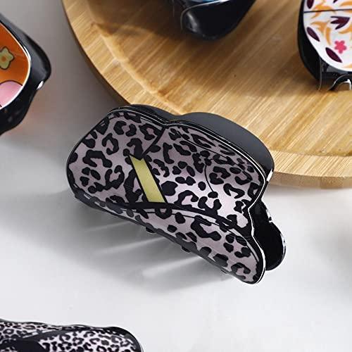 Generic Hair Claw Clip Creative Cowboy Hat Cowboy Boots Acrylic Grab Clip Flower Leopard Print Lips Geometric Shape Shark Clip Female Hair Accessories(G)