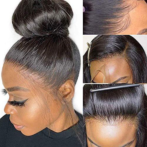 QUINLUX WIGS HD Transparent Lace Wigs Preplucked 360 Lace Frontal Wig Invisible Lace Front Wigs Straight 360 Glueless Lace Front Human Hair Wigs for Women 150% Density Brazilian Remy Hair 14 Inch