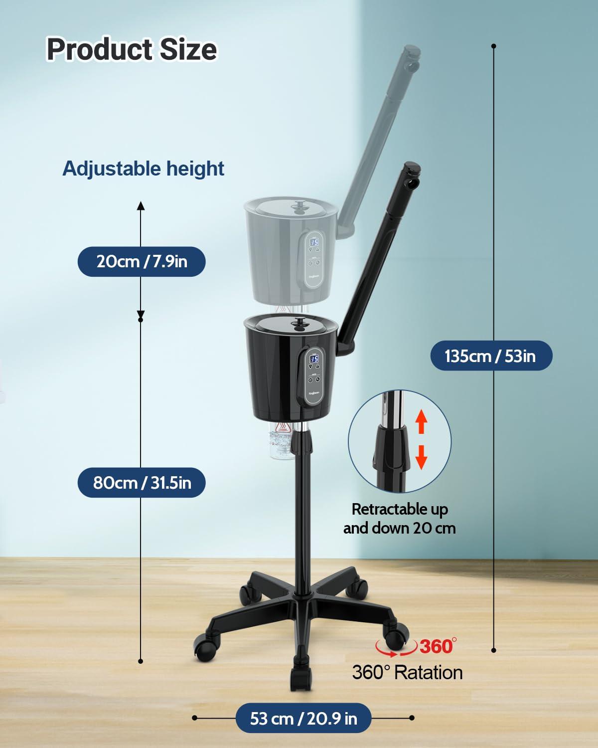 Kingsteam Kingsteam Professional Facial Steamer with Ozone - Ionic Nano Hot Mist Steamer with Large Capacity and 30-Min Timer for Estheticians, Beauty Salons, and Home Skin Care Use