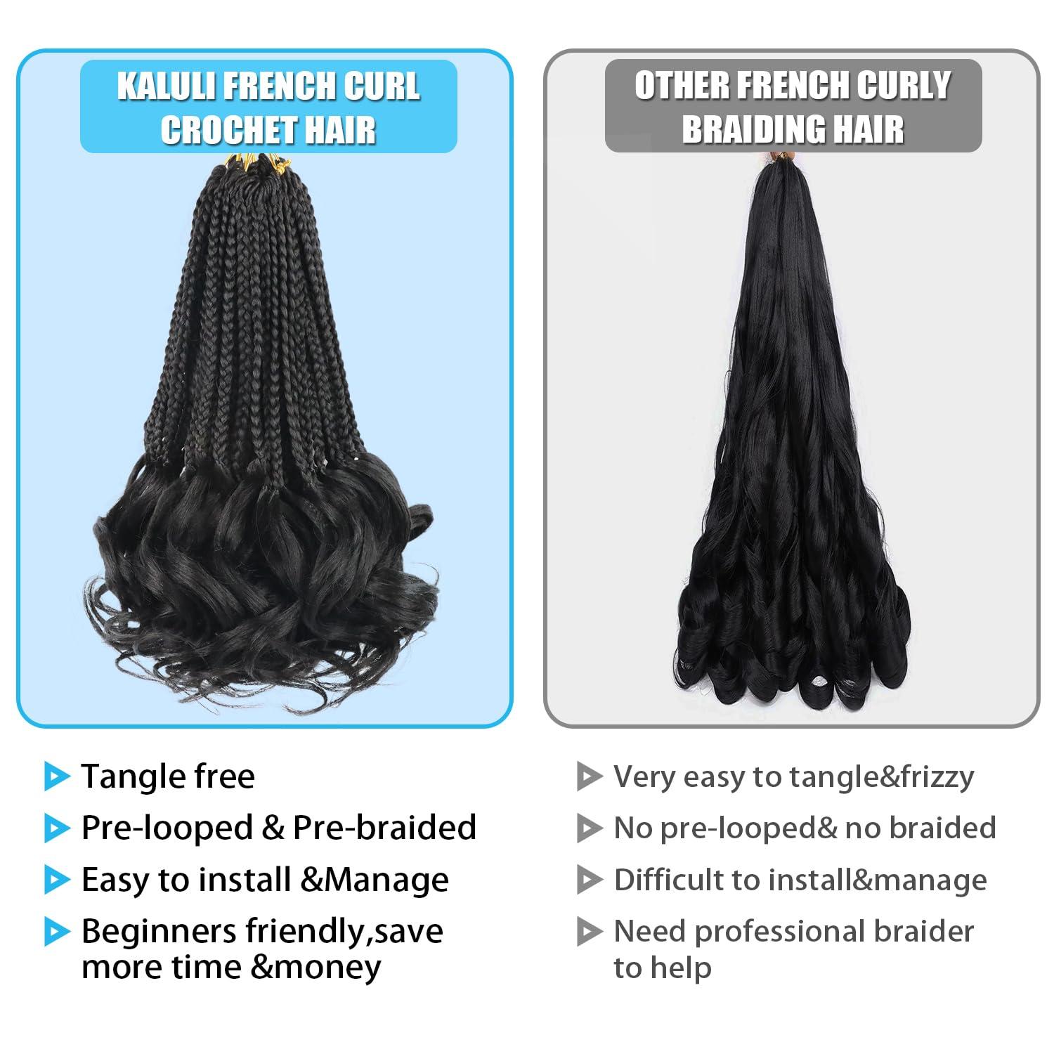 kaluli French Curl Braiding Hair Color 2 French Curl Crochet Braids Short 10 Inch Pre Looped Box Braids Crochet Hair for Women Crochet Box Braids Curly Braiding Hair Extensions(7 Packs,2#)