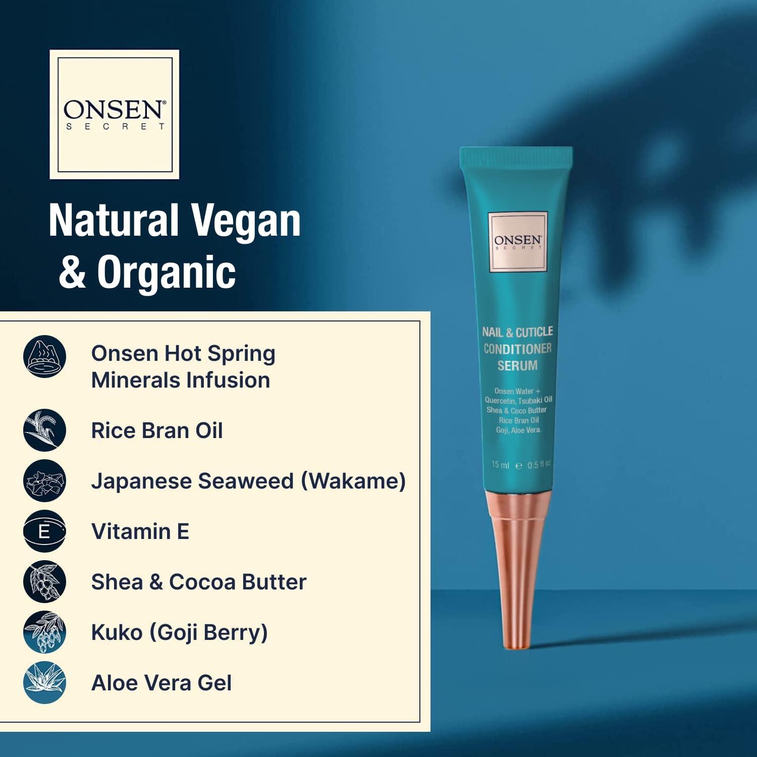 Onsen Secret Onsen Secret Nail Reboot Duo - Treatment for Damaged Nails - Natural Nail Care & Cuticle Repair - Visible Results For Perfect Nails, Cuticle Conditioner Cream 15ml & Nail Reboot Oil 10ml