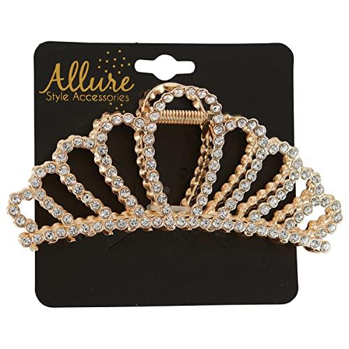 Allure Allure Rhinestone Gold Crown Large Hair Clip