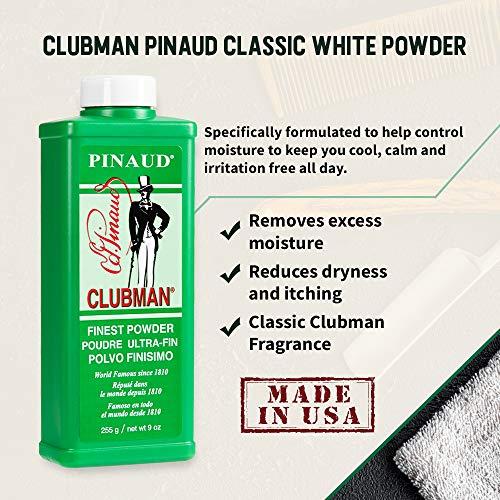 Pinaud Clubman Clubman Pinaud Finest Powder, Classic White Powder for Men, Protection Against Sweat and Body Odor, 9 oz x 3 packs