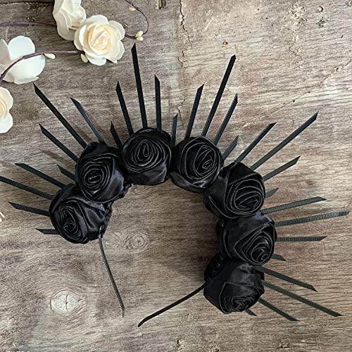 Aurorad Aurorad Rose Crown Goddess Crown Spiked Halo Crown Headband Festival Crown Headpiece Met Gala Crown Sunburst Crown Cosplay Party Z-31 (Color : 31 Royal blue)