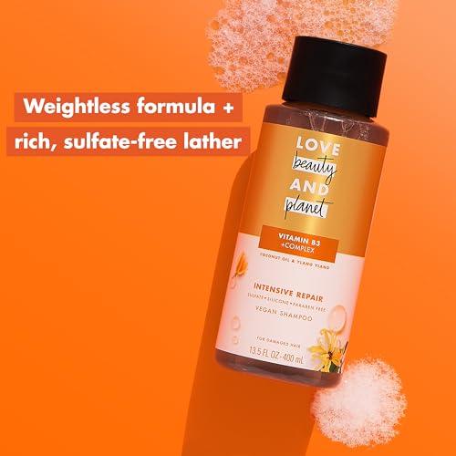 Love Beauty And Planet Love Beauty and Planet Shampoo with Vitamin B3 Coconut Oil & Ylang Ylang for Intensive Repair for Damaged Hair Sulfate, Silicone, & Paraben Free. Cruelty-Free. 13.5 oz
