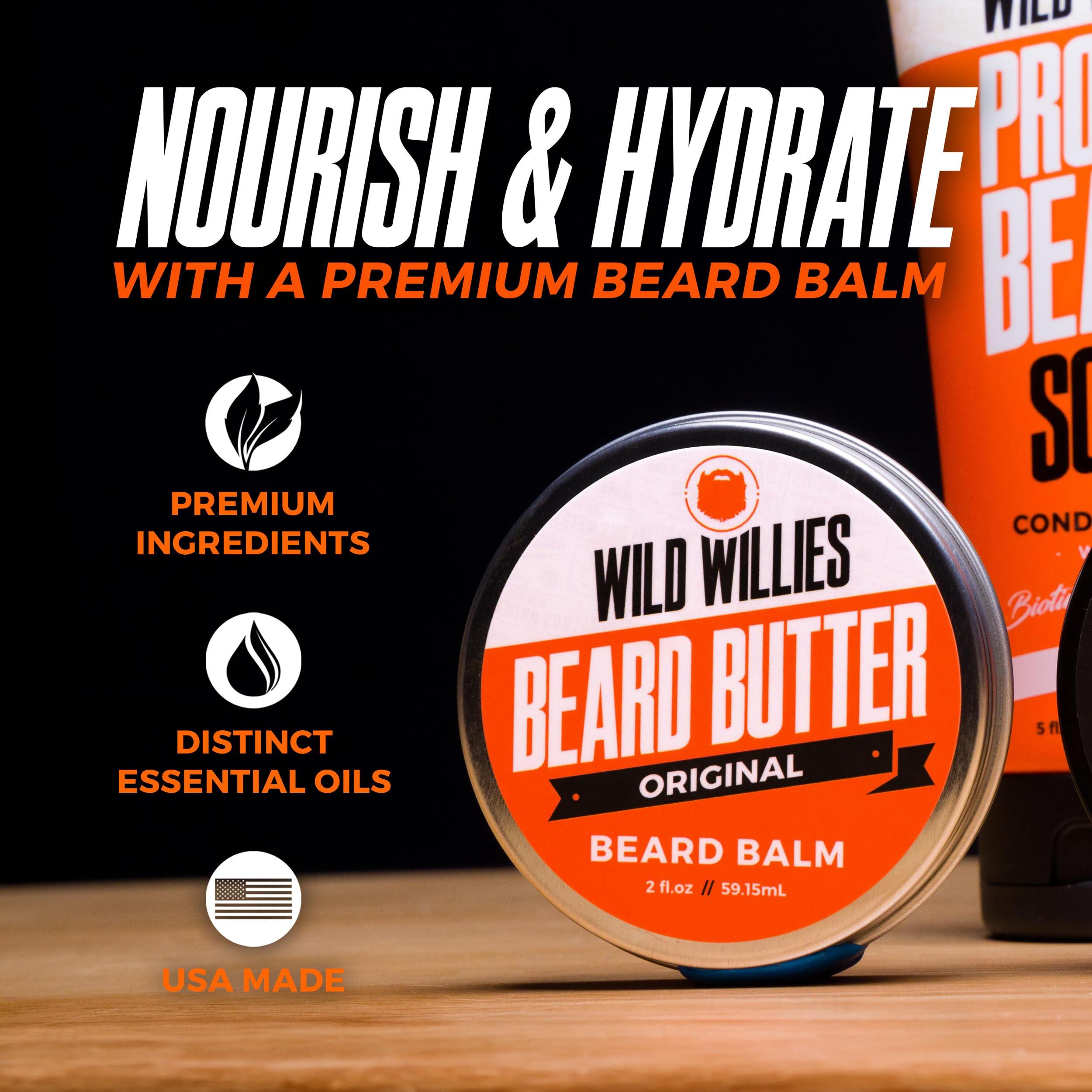 The Manskape Co Wild Willies Beard Butter Leave-In Conditioner - Organic Beard Balm for Fast Beard Growth, Beard Care Softener - Beard Cream for Men to Remove Itch & Dandruff, Restores Moisture - Cool Mint, 2 Oz