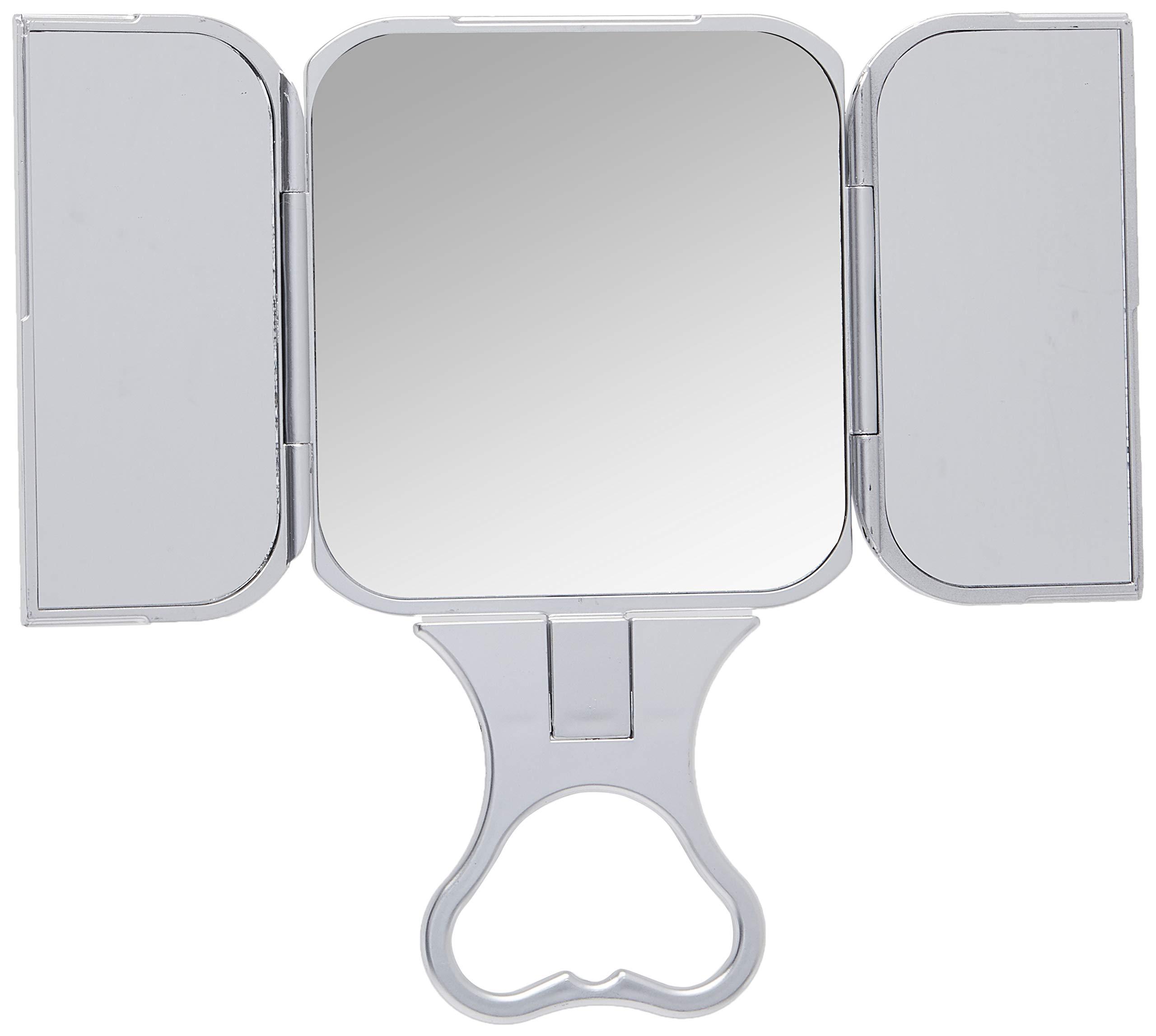 Danielle Danielle Creations 3-Way Foldable Travel Makeup Mirror with Built in Stand and Handle, Silver (Pack of 2)