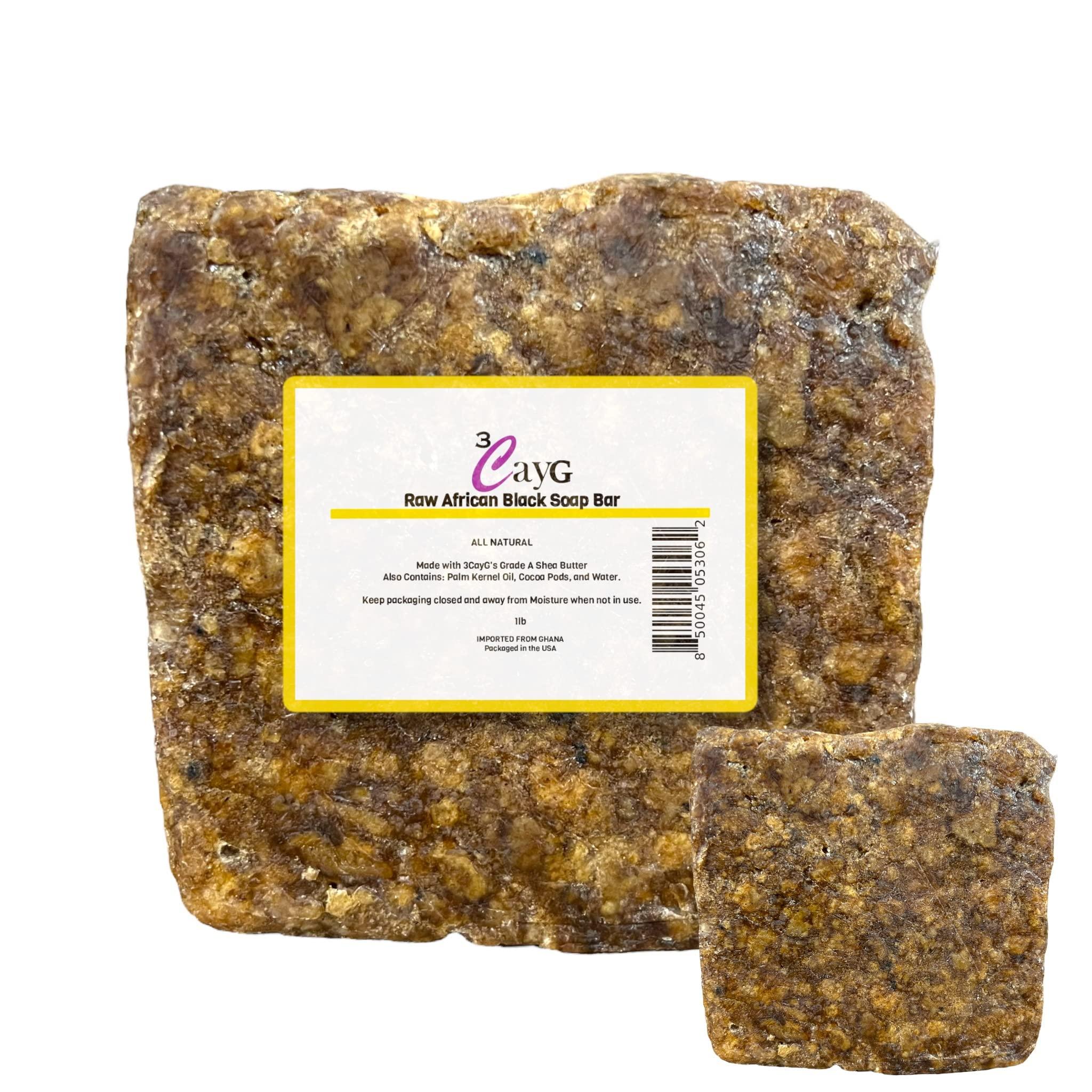 3CayG 3CayG African Black Soap Facial and Body Cleanser, Deep Cleansing Soap Bar, Great for DIY Liquid Black Soap