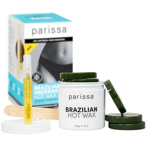 Parissa Parissa Brazilian Hot Wax Kit No-Strips needed and Microwavable for At-Home Hair Removal on Brazilian, Bikini or Underarm