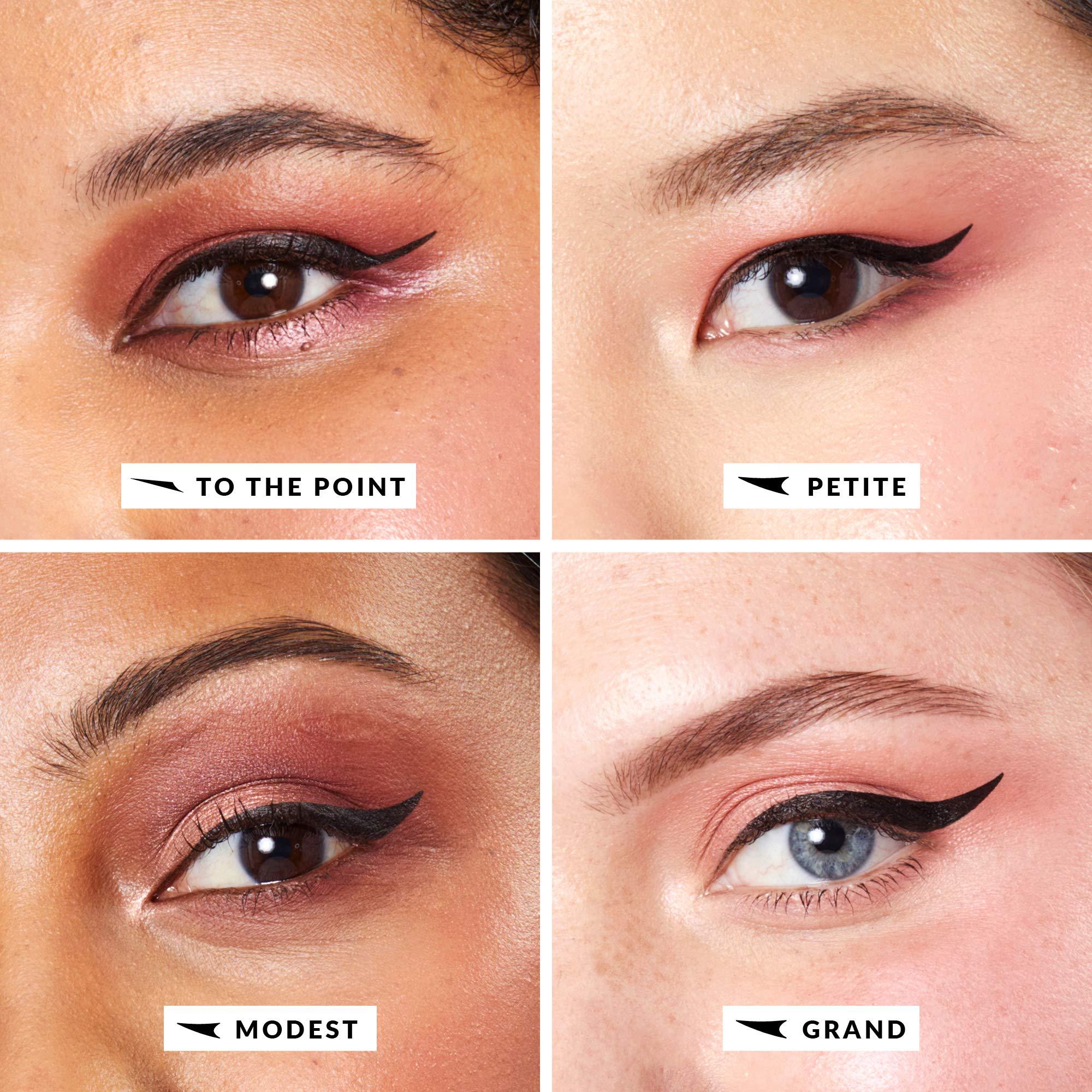 The Quick Flick The Quick Flick Winged Eyeliner Stamp Waterproof & Smudge Proof Vegan Cat Eye Stamp Eyeliner 4mm Thick Winged Stamp & 10mm To the Point Felt-Tip Hypoallergenic Eyeliner Pen (Intense Black-2 Pen)