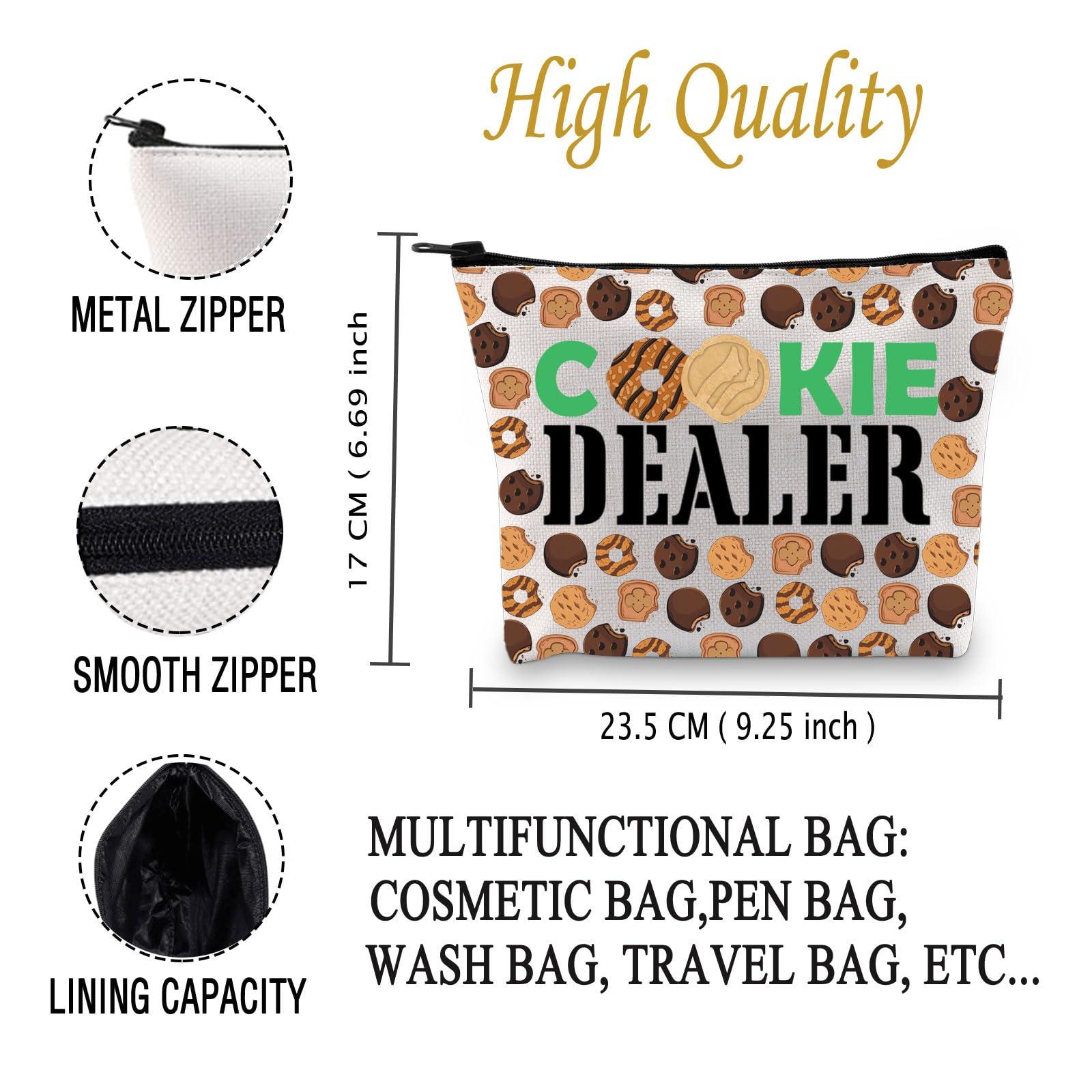 JXGZSO JXGZSO Girl Scout Cookie Cosmetic Bag Cookie Dealer Makeup Pouch Girl Scout Mom Gift (Cookie Dealer Bag)