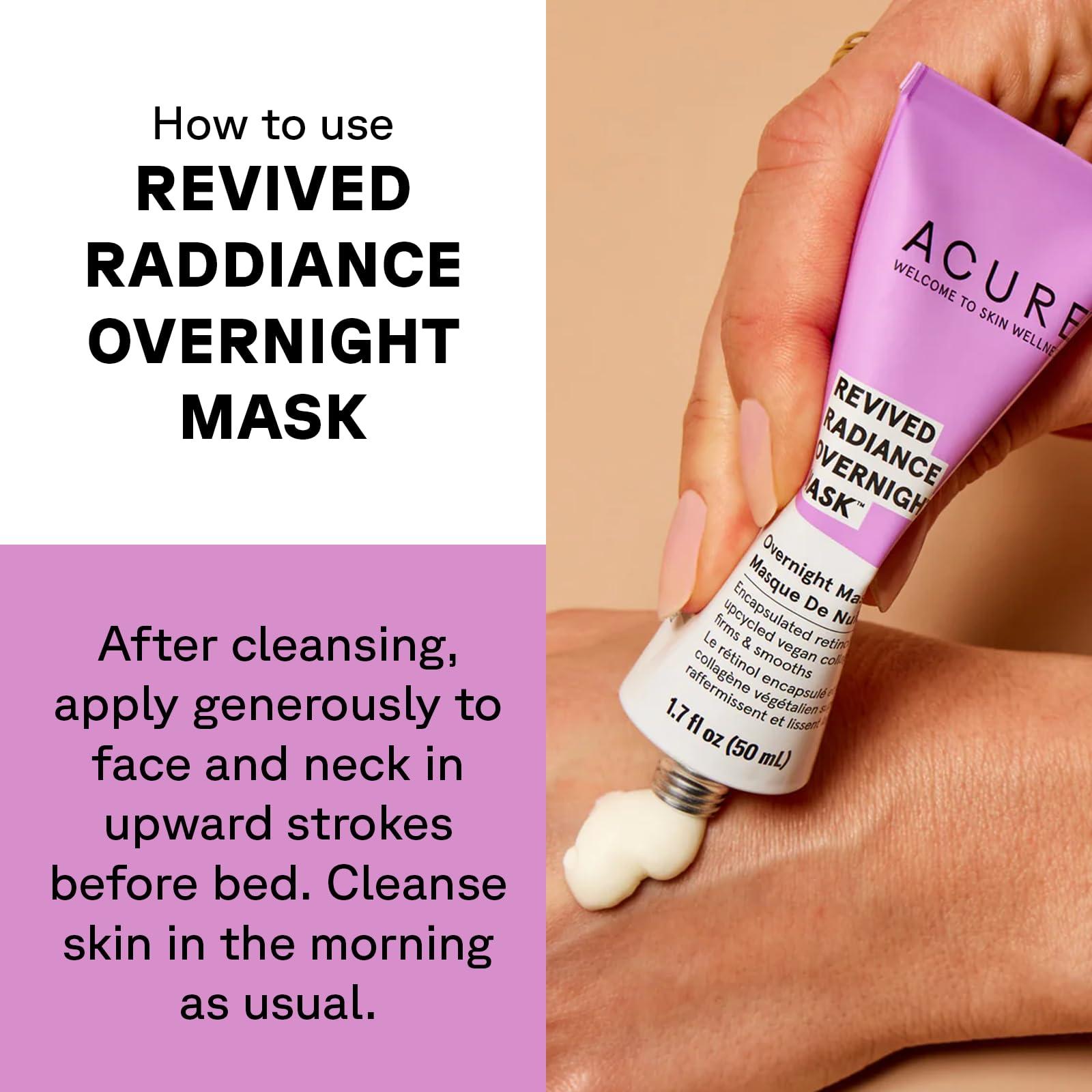 Acure Acure Revived Radiance Overnight Mask, for Fine Lines, Wrinkles & to Restore Overall Radiance to Tired Lackluster Skin, 1.7 Fl Oz