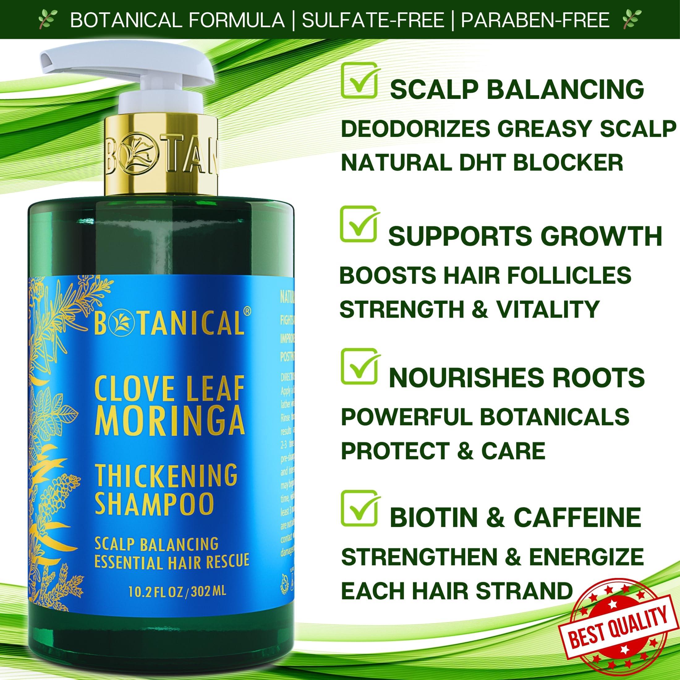 BOTANICAL HAIR GROWTH LAB Botanical Hair Growth Moringa Shampoo With Saw Palmetto For Hair Loss and Hair Thinning Prevention Scalp Balancing Natural Thickening Shampoo Regrowth Products For Women & Men 10.2 Fl Oz