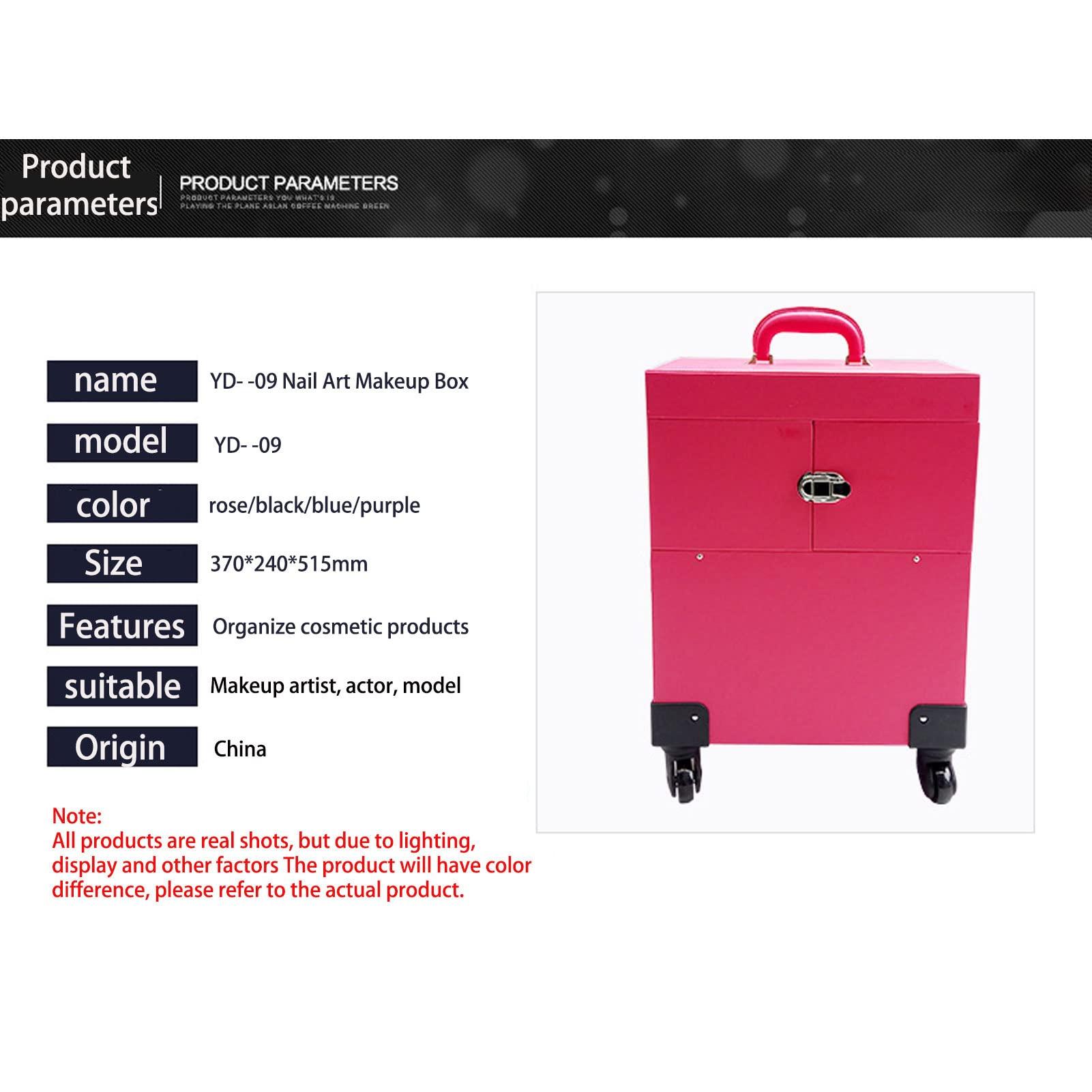 DWLOMHE DWLOMHE Makeup Case Portable Rolling Studio, Large Vanity Case with Safe Lock Wheeled Organizer, Travel Beauty Vanity Handle Case