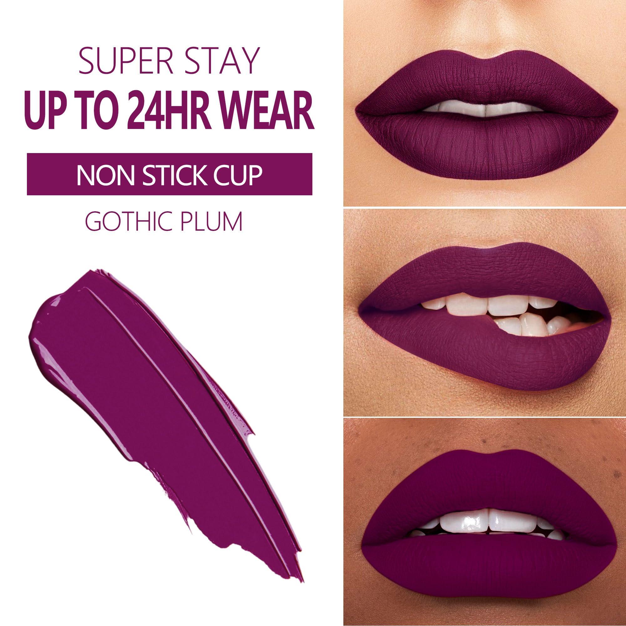 MAKI YIKA MAKI YIKA 3Pcs Matte Liquid Lipstick Set, Purple Plum Pink Lipstick Long Lasting Smudge Proof Non Transfer Lip Makeup (Purple+Plum+Pink)