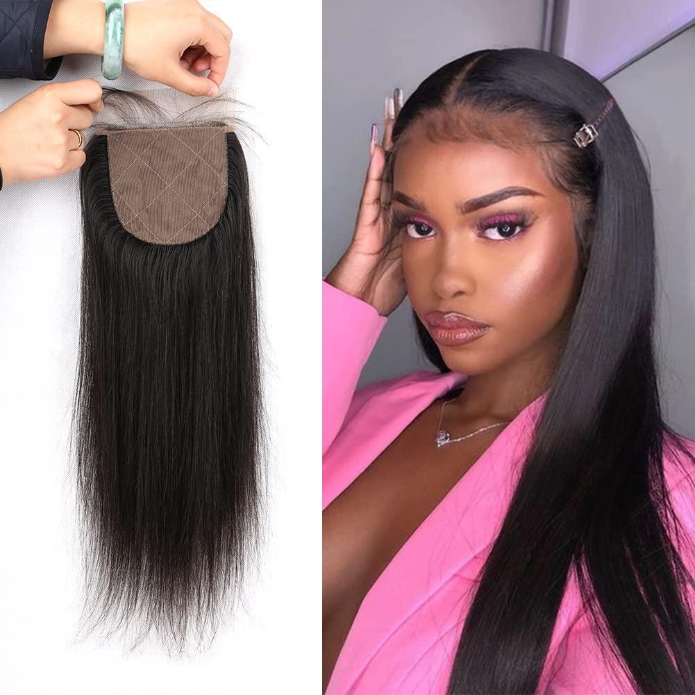greatremy Greatremy 4\"x4\" Silk Base Lace Closure Straight Virgin Hair With Baby Hair Free Part Natural Color 12inch
