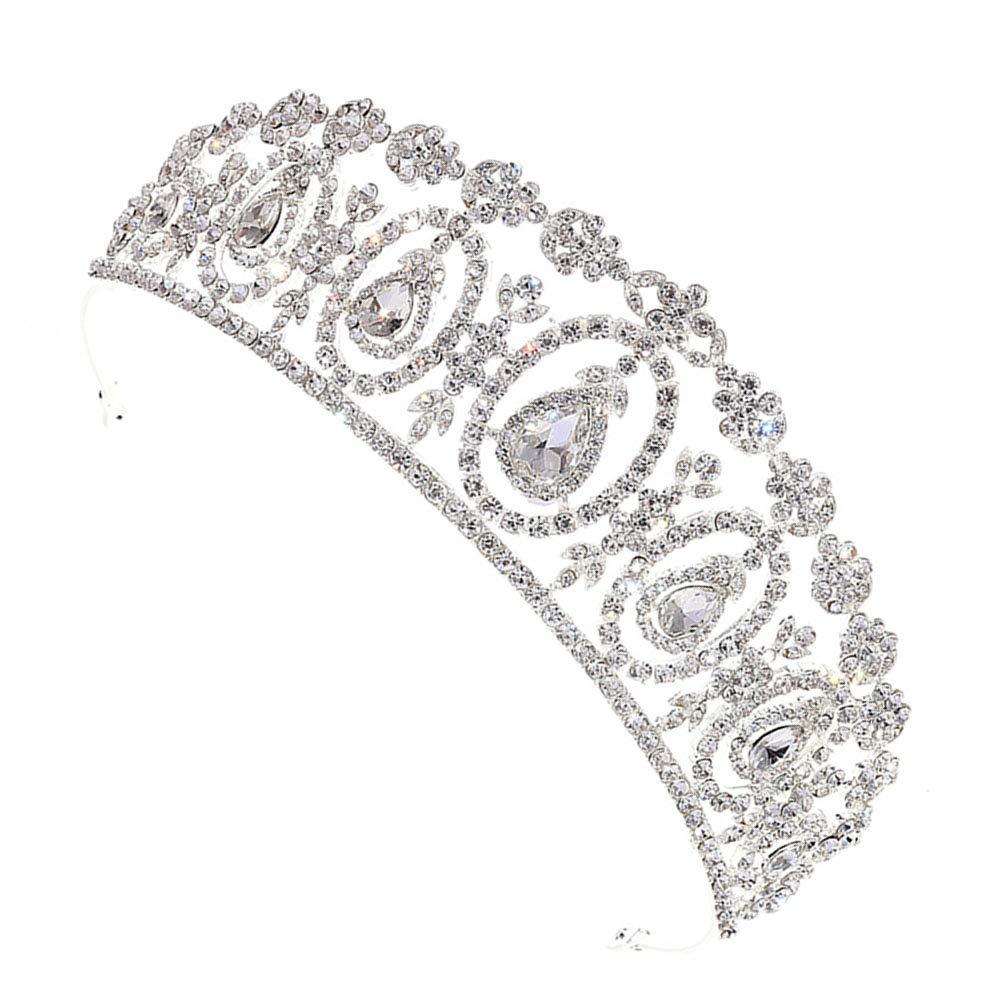 Beaupretty 1PC Baroque Bridal Crown Rhinestone Crystal Crown Tiara Birthday Crown Pageant Hair Accessories Wedding Hair Accessories for Women (Silver Rhinestone)