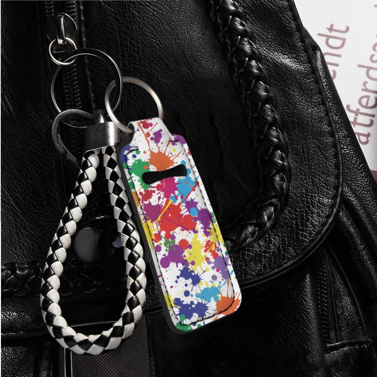 GLUDEAR GLUDEAR Womens 3Pcs Lipstick Balm Holder Chapstick Holders 3D Print Keychain Holder Tube Holde Lipstick Tracker,Splash Oil Paint