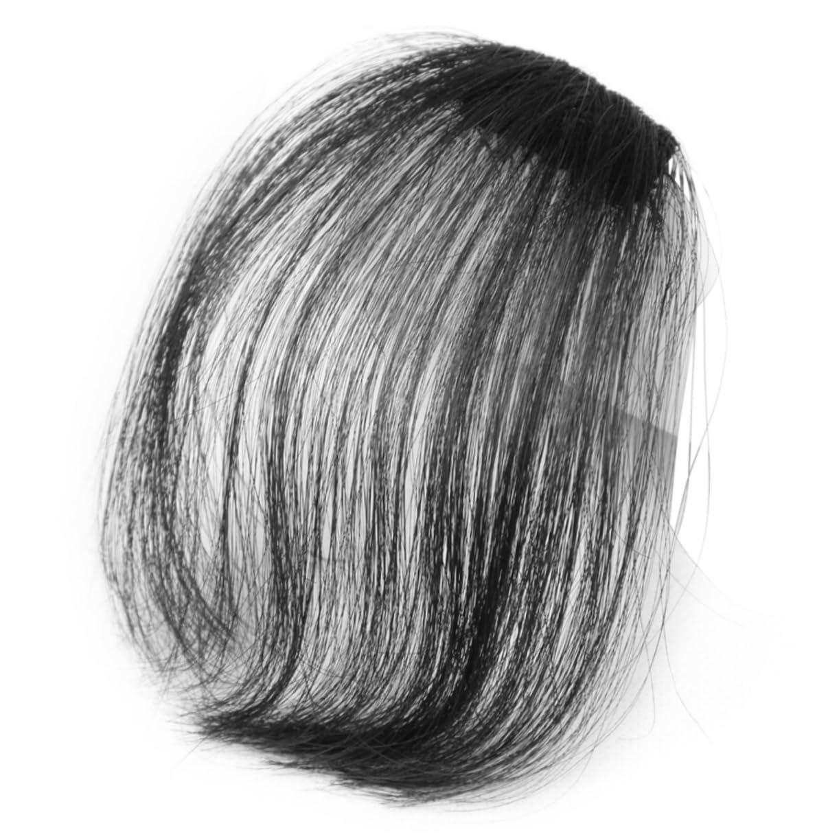 NOLITOY NOLITOY 2pcs Piece Black Wig with Bangs Fringe Bangs Hair Clip Black Barrettes Clip in Bangs Real Human Hair Fake Bangs Fake Hair Black Hair Clip Hair Clip in Extensions Neat Bangs Woman