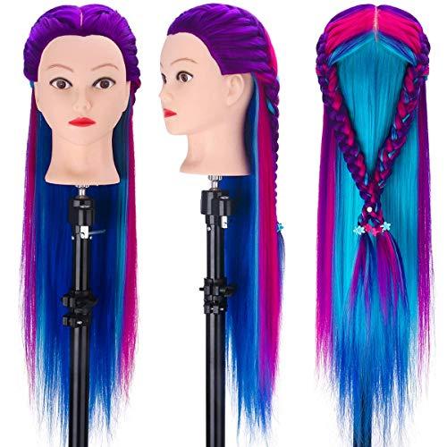 TopDirect Mannequin Head with Hair, TopDirect 26\" Training Head Hair Mannequin Manikin Head Cosmetology Doll Head Practice Styling Hairdressing Training Braiding Heads with Clamp Holder and Tool Set