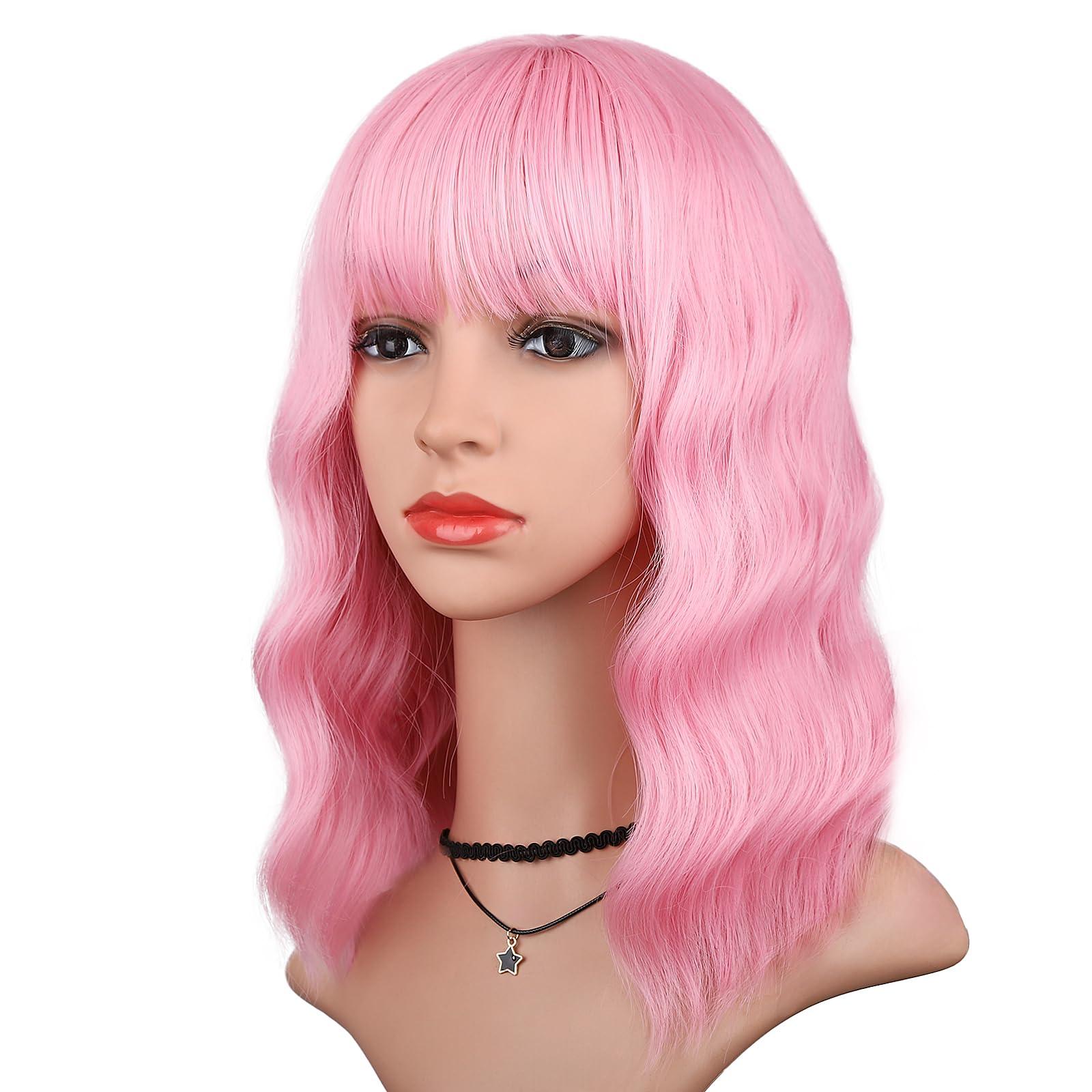 HAIRUP HAIRUP purple wig and hot pink wig and pink wig and teal blue wig with bangs for women