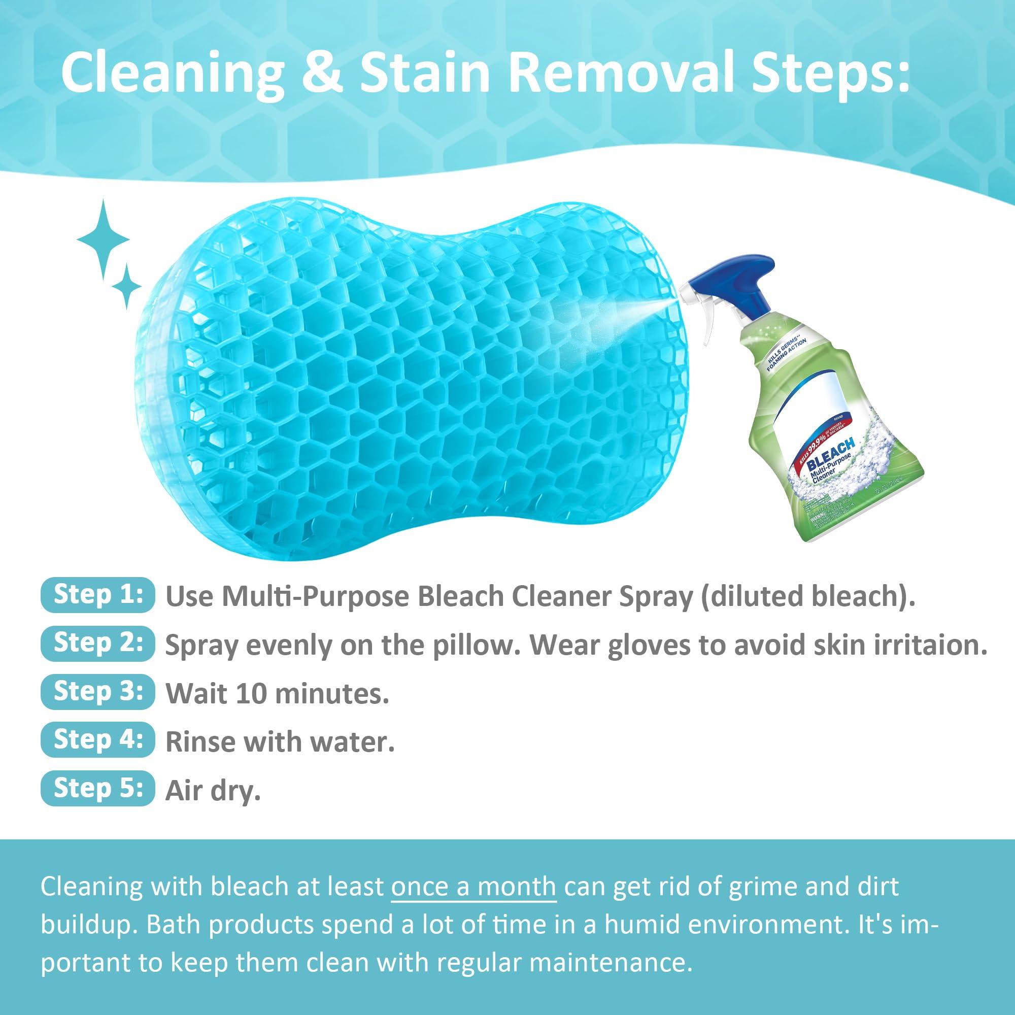 Sunlit Sunlit Bath Jello Gel Bath Pillows, Lumbar Pillow for Bathtub, Back Support Pillow, Gel Pillow with Non-Slip Suction Cups for Lumbar, Back Rest Support, Fits Curved or Straight Back Tubs, Aqua