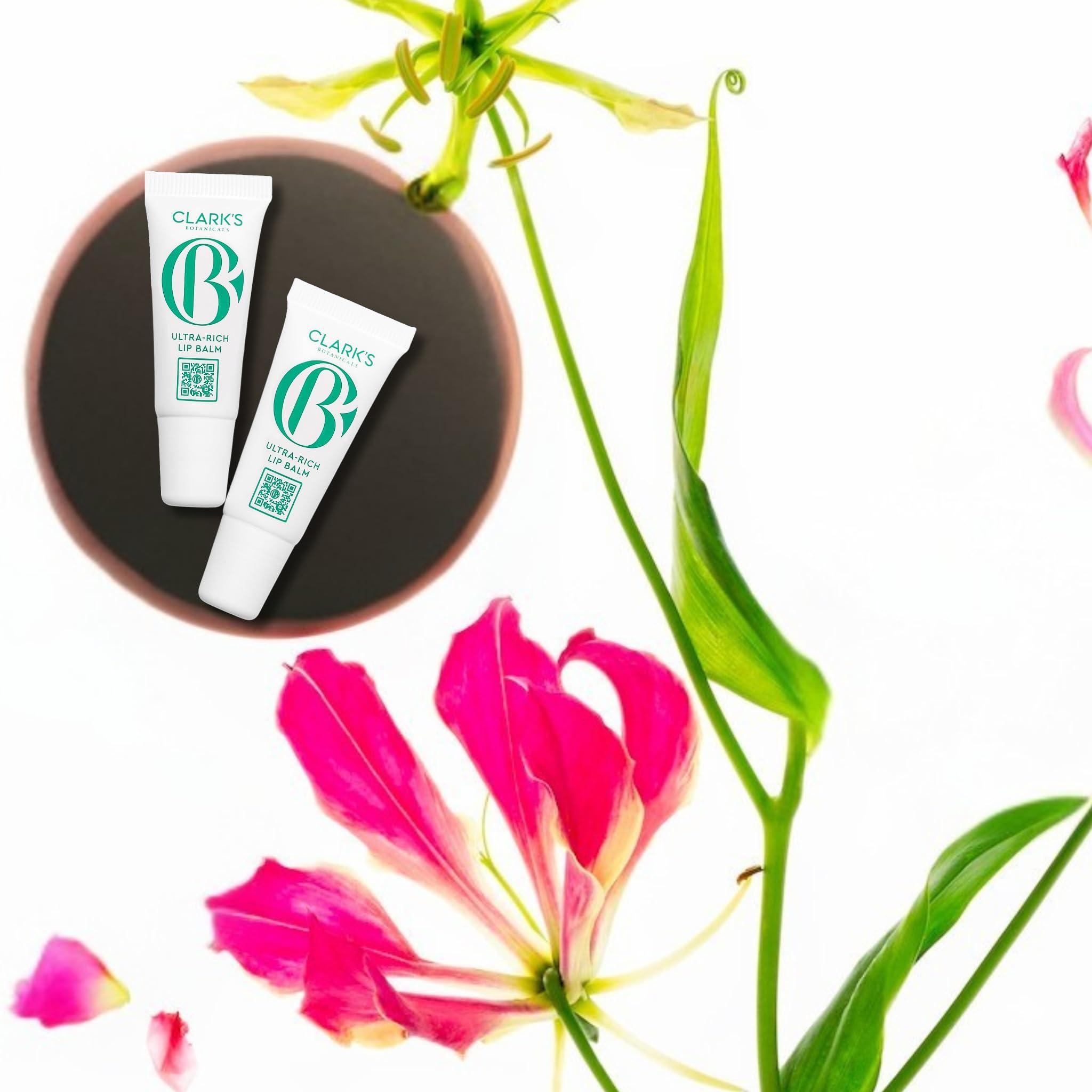 Clark\'s Botanicals Clark\'s Botanicals Travel Size Mini Ultra Rich Lip Balm: Plumping Moisturizer with Collagen and Shea, Mango & Avocado Butter + Vitamin E, Stimulating Organic Lip Treatment | 0.14 fl oz (Pack of 2)