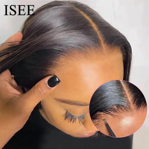 ISEE ISEE HAIR Straight Wear Go Glueless Wig Human Hair Pre Plucked Pre Cut 9x6 HD Lace Pre Bleached Tiny Knots Human Hair Wigs For Women 20 Inch