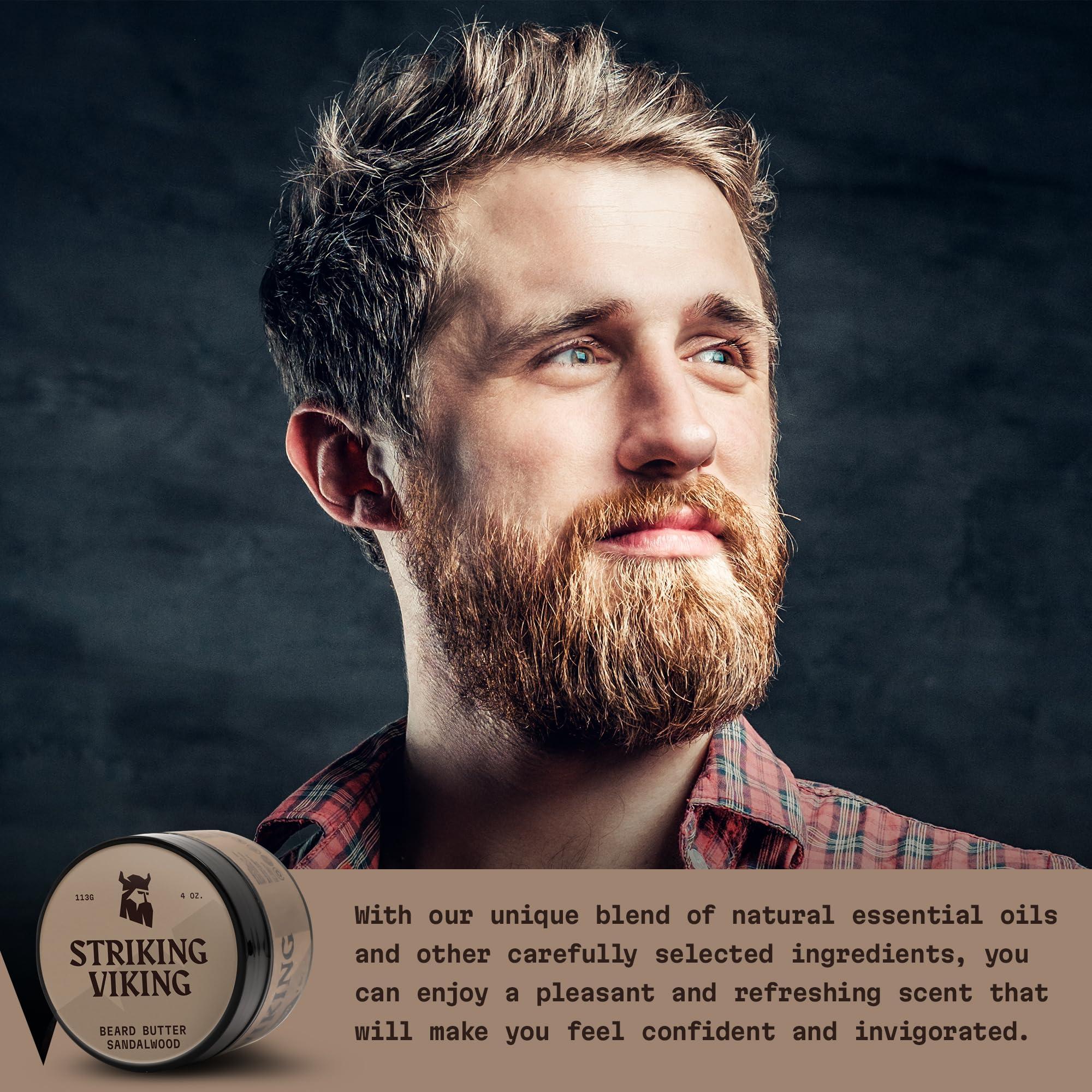 Striking Viking Striking Viking Sandalwood Beard Softener for Men - Non-Greasy Cream Formula With Natural Ingredients for Hydrated and Refreshing Beards (4oz)