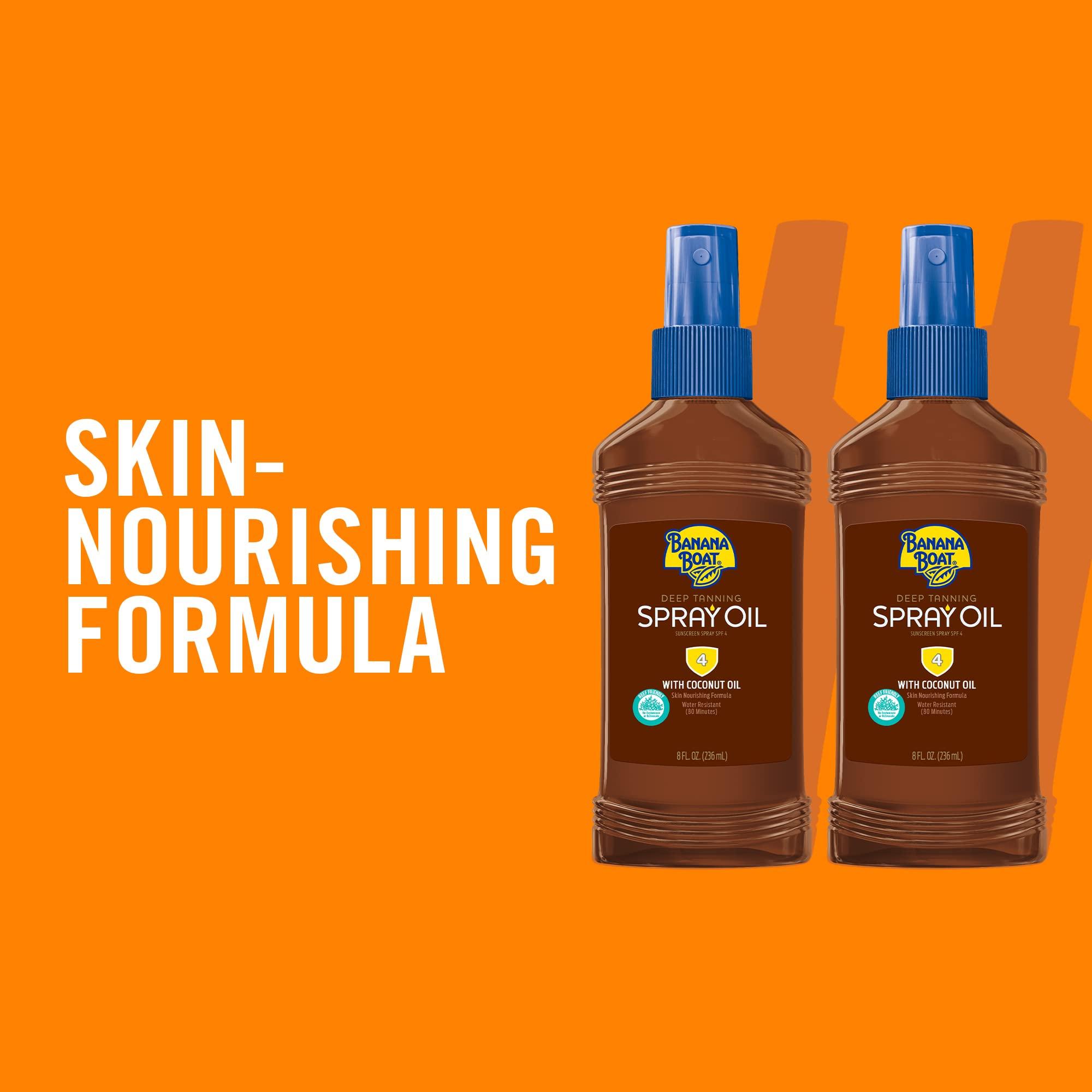 Banana Boat Banana Boat Deep Tanning Oil Pump Spray Sunscreen SPF 4 Twin Pack | Tanning Sunscreen Spray, Dark Tanning Oil, SPF Tanning Oil, Outdoor Tanning Oil SPF 4, Oxybenzone Free Sunscreen, 8oz each