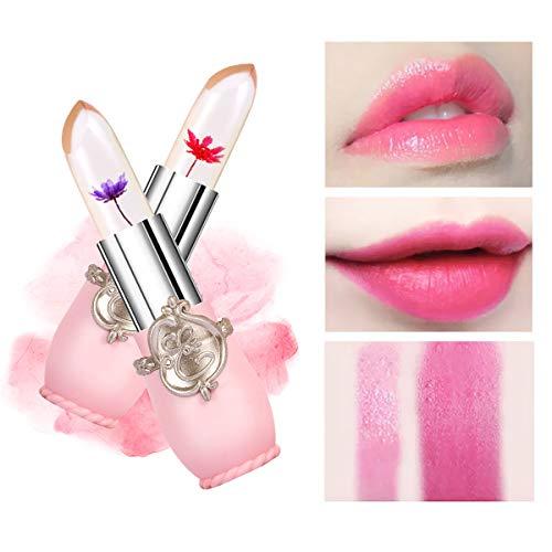 Aooba 6Pcs Flower Jelly Lipstick Set Moisturizer Temperature Color Change Lip Gloss Long Lasting Lipsticks for Women Girls