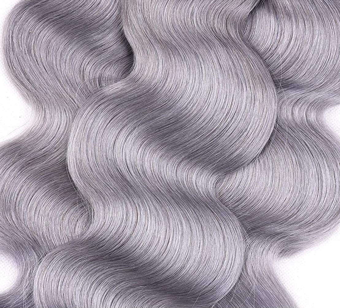 Freiuoke Silver Bundles Ombre Body Wave Human Hair Bundles Brazilian Grey Body Wave Bundles Virgin Hair 3 Bundles 18 20 22 Inch Two Tone Grey Hair Extensions 1B/Grey Bundles