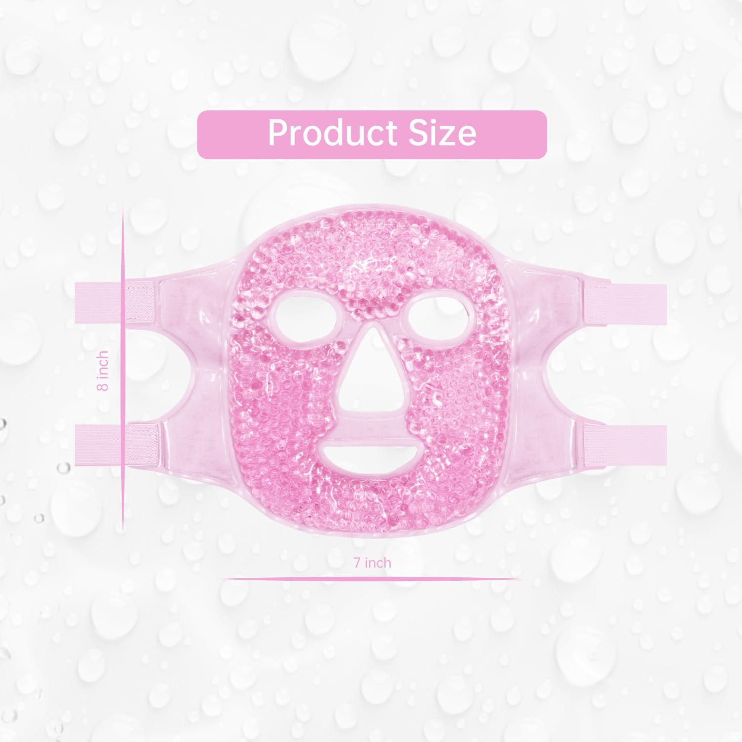 ZNCUETD Face Eye Mask Ice Pack for Reducing Puffiness, Bags Under Eyes, Puffy Dark Circles, Migraine,Hot/Cold Pack with Soft Plush Backing (Pink #19)